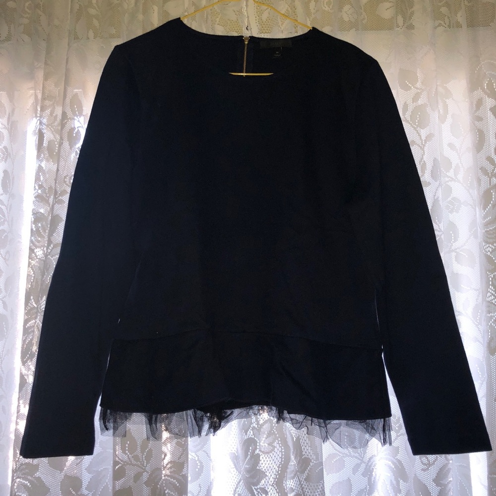 J.Crew Peplum Lace Sweater - Navy - M